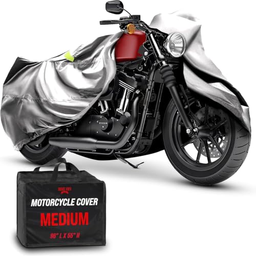 All Season Motorcycle Cover for Mid (Light Gray / [M] 96"L x 38"W x 55"H)