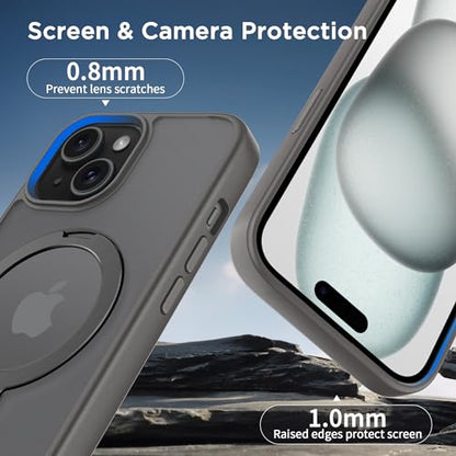 Magnetic Case for iPhone 15 with Stand (6.1" (for iPhone 15) / Light Gray)
