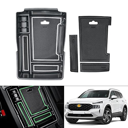Center Console Organizer for 2021 2022 2023 Hyundai Santa Fe Accessories Armrest Storage Box Secondary Insert Tray with 2 Color Mats (2021-2023 Hyundai Santa Fe)