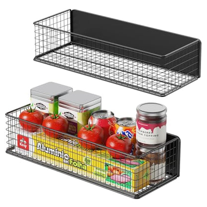 2Pack Magnetic Basket Organizer Holder for Fridge Magnetic Storage Bin Box Containers for Refrigerator Whiteboard Classroom (Magnetic Basket Organizer Holde)