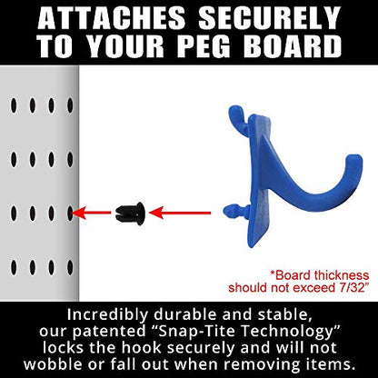 PegPro® J Hooks Kit for Standard “Wood Fiber” pegboard (J Hook - 24 Count / Blue)