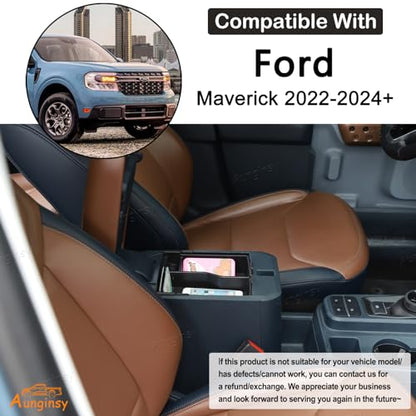 2 Layers Armrest Box Storage Box Compatible with Ford Maverick 2022 (Double Armrest Box Tray)