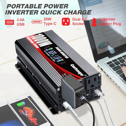 1000W Car Power Inverter DC 12V to 110V (Black)