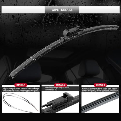 Front Windshield Wipers BMW 3 Series 330i 330e M340i 2019 (For BMW 3 Series / 2019-2025)