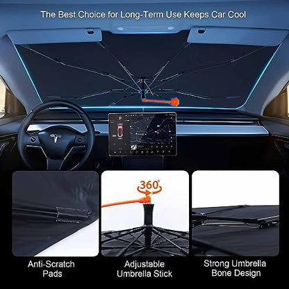 Custom Car Windshield Sun Shade Umbrella Personalized Car Shade Umbrella with Photo Text Design Foldable Sunshade (custom-3)