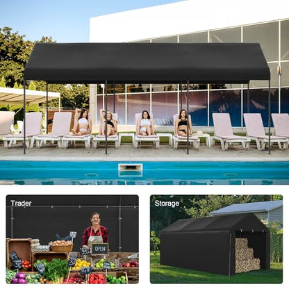 Carport 10x20 Heavy Duty Portable Garage w (Black)