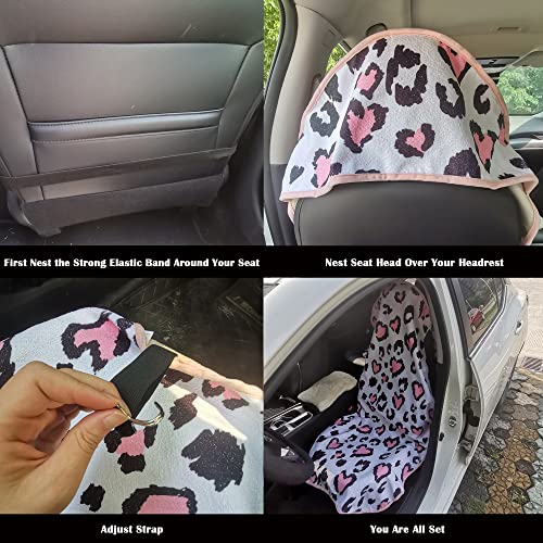 Car Seat Cover Protector Front Seats (2Pcs Front Seat Towel / Leopard Print)