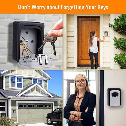 Key Lock Box Wall Mounted (Black / 4)