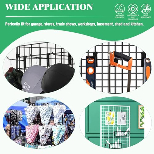 40Pcs 4" Gridwall Display Hooks Assortment Set (4"/10 CM / Black)