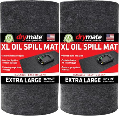 XL Oil Spill Mat Premium Absorbent Oil Pads USA Made (36" x 59" (2-Pack) / Charcoal)