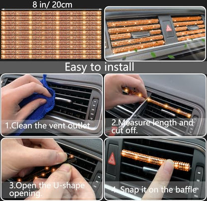 27 PCs Orange Bling Car Accessories Set for Women (Orange Diamond)