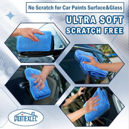 Professional Large Microfiber Car Drying Towels 2 Pack (Blue / 31 x 24 Inch)
