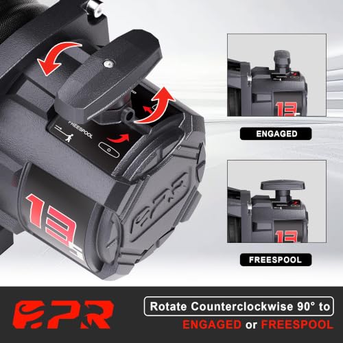 13500 lb Recovery Winch with Synthetic Rope and 2 Wireless Remotes (13500lb Black)