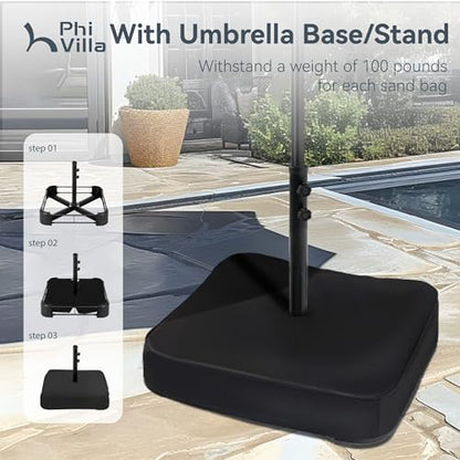 15ft Large Outdoor Patio Umbrella with Base Included (Light Gray)