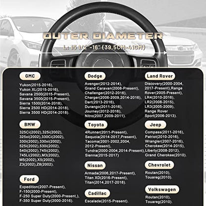 Car Steering Wheel Cover 15.5" (Large size[15 1/2''-16''] / Black and Sliver)