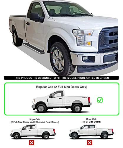 iBoard 5in Running Boards for F150 F250 F350 Regular Cab (Stainless Steel Polished / 5 Inches)