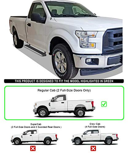 iBoard 5in Running Boards for F150 F250 F350 Regular Cab (Stainless Steel Polished / 5 Inches)