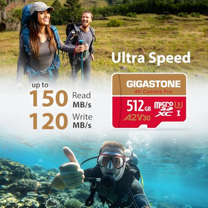 5 Yrs Free Data Recovery】 GIGASTONE 512GB Micro SD Card (512GB 4K Camera Pro 1-Pack)