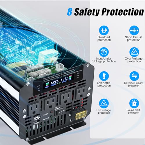 5000 Watt Power Inverter 12V to 110V 120V with 4 AC Outlets (12V-5000W-Standard)