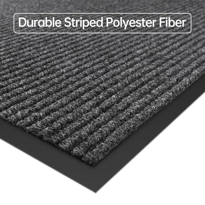 Front Door Mat (2' x 4' (Rectangular) / Gray-stripe)