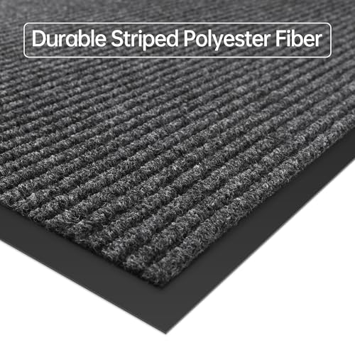 Front Door Mat (2' x 6' (Rectangular) / Gray-stripe)