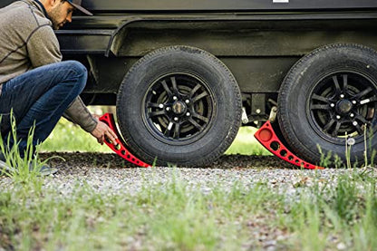 2 Pack Camper Leveler Blocks with Rubber Mats for RVs and Trailers Up to 30000 lbs Made in USA (2-Pack w/ Rubber Mats)