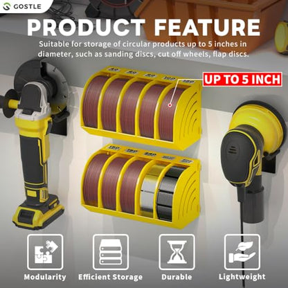 5 Inch Professional Sanding Discs Storage Bins (8 bins / Yellow)