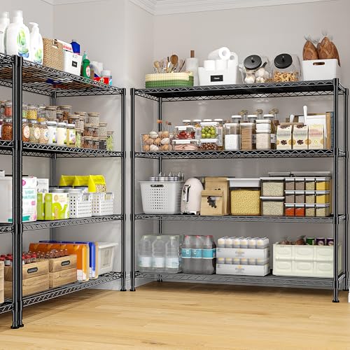 Extra-Wide 4-Tier 800LBS Storage Rack, Adjustable Shelves, Black (45" W x 59.4" H x 13.5" D)