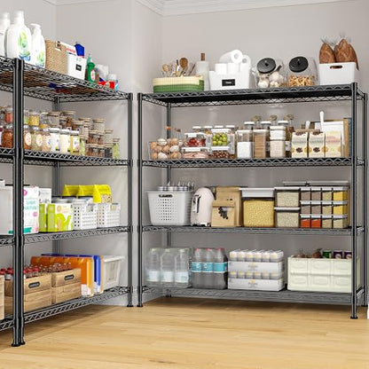 Extra-Wide 4-Tier 800LBS Storage Rack, Adjustable Shelves, Black (45" W x 59.4" H x 13.5" D)