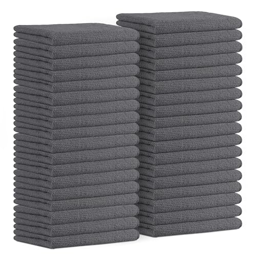 Microfiber Cleaning Cloths (Pack of 36 - 16x16 Inches / Grey)