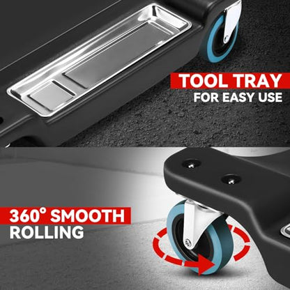 40 in Low Profile Car Rolling Mechanic Creeper (Black / 40" L (w/LED Light))