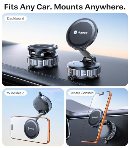 for MagSafe Car Mount [Upgraded 98LBS Strongest Suction (Dash-Black)