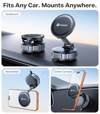 for MagSafe Car Mount [Upgraded 98LBS Strongest Suction (Dash-Black)