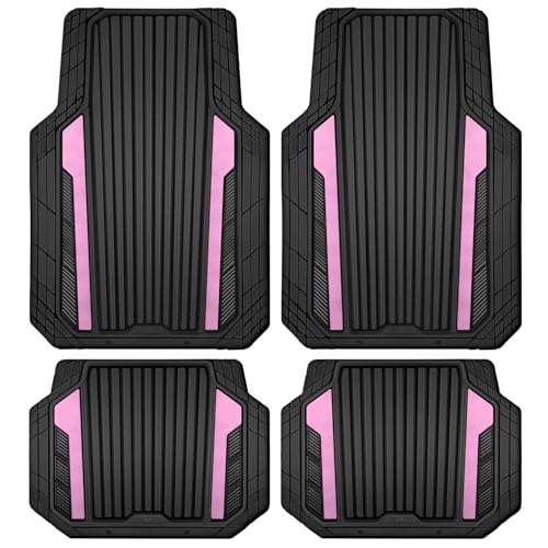 Heavy Duty Rubber Car Mats Metallic (Black Light Pink)