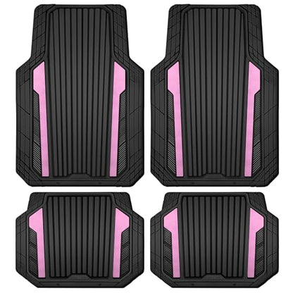 Heavy Duty Rubber Car Mats Metallic (Black Light Pink)