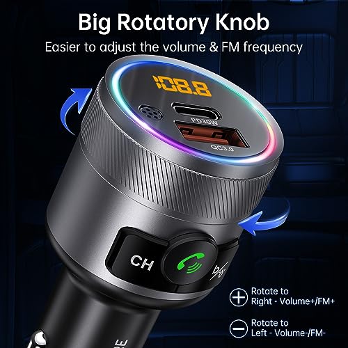 Bluetooth 5.4 FM Transmitter for Car (Silver)