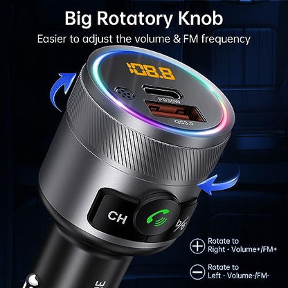 Bluetooth 5.4 FM Transmitter for Car (Silver)