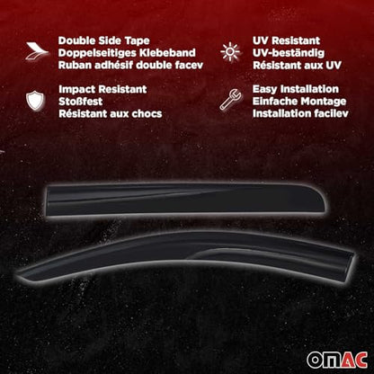 Window Visor Vent Rain Guard Deflector for Mercedes Metris 2016 (Metris 2016-2024 / Wind Deflector / Tape-On)