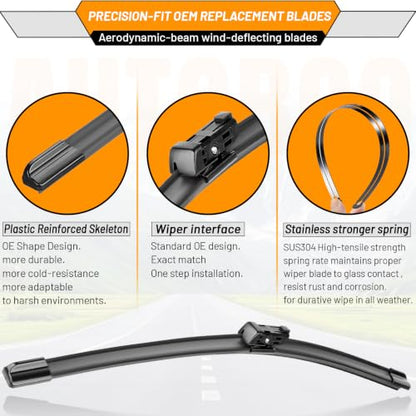 Windshield Wiper Blade Replacement for Audi Q5 SQ5 Q3 (24"+20"+13)