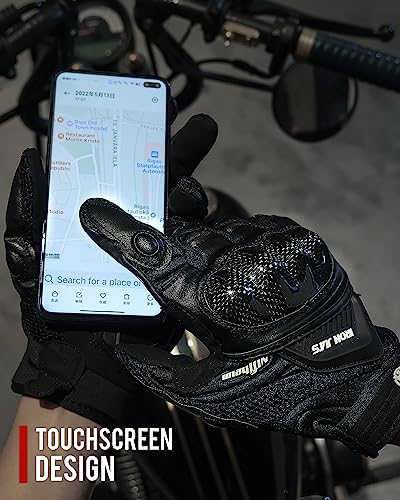 Motorcycle Gloves Touch Screen for Men Women Padding Hard Knuckle Cycling Motorbike ATV Hiking Riding Climbing Glove (Large / Carbon-Black)
