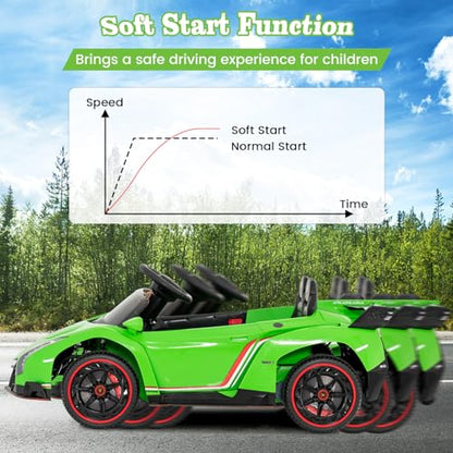 Ride on Car Lamborghini Licensed 12V Battery Powered 4WD Sports Car with Remote Control (Green)