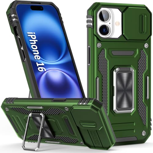 Phone Case for i Phone16 Case iPhone 16 Phone Case with Camera Lens Cover (iPhone 16 【6.1 inch】 / Olive Green)