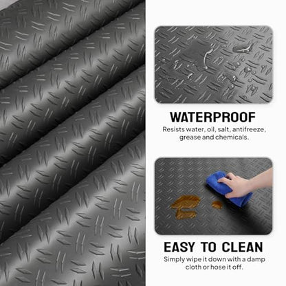 7.5 x 20 FT Garage Floor Mat (7.5'x20' / Black(Dual Diamond))