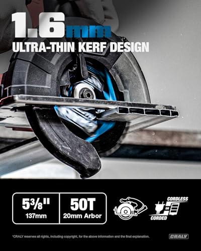 5-3/8 Inch 24T Wood Framing & 30T Metal & 50T Aluminum Cutting Circular Saw Blade, 20mm Arbor, Carbide Tipped, Thin Kerf, Black Ice™, for Wood, Aluminum, Metal, 3-Pack(C054243050-3D) (5-3/8'', 24&30&50T)