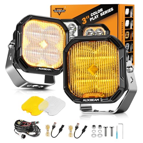 Color Play Series 3 Inch LED Pods Off Road Driving Lights (Color Play 3 Inch Fog Beam & Amber/White DRL)