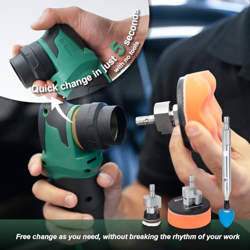S4 Cordless Car Buffer Polisher Rotary Polisher & Dual Action Polisher with 2pcs 12V 2.5Ah Batteries 1&3inch Mini Car Detailing Polishing Kit (S4 Simplified set)
