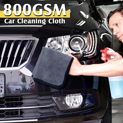 20 Pcs Microfiber Car Drying Towels 800 Gsm Thick Plush (Grey and Yellow)
