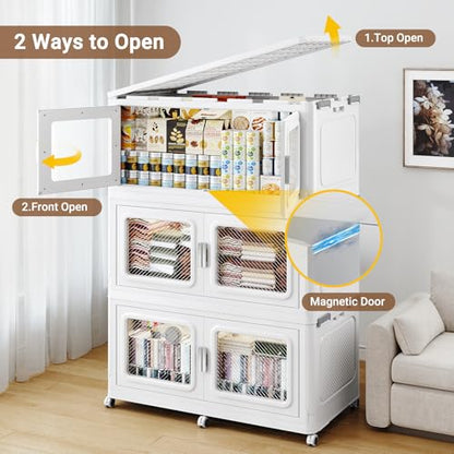 220 Qt Extra Large Stackable Storage Bin with Lid (White / 220QT-1pack)