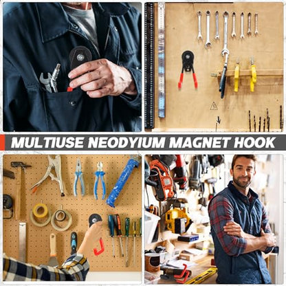 10 Pcs Large Magnetic Hooks Heavy Duty Garage Magnet Hooks Strong Storage Utility Magnetic Hangers with Anti Slip Rubber Coating for Indoor and Outdoor Hanging (Orange)