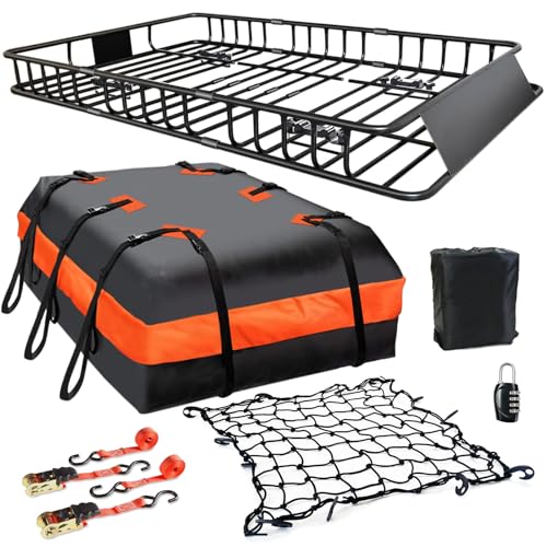 Roof Rack Carrier Carrier Basket 65"*39"*6"+Waterproof Bag 20 Cubic Feet (65"*39"*5")